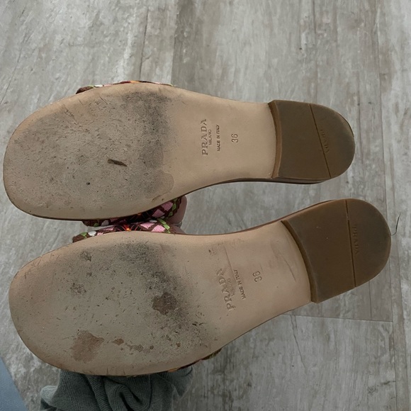 Prada embroidered Flat Sandals size 6 - Picture 5 of 10